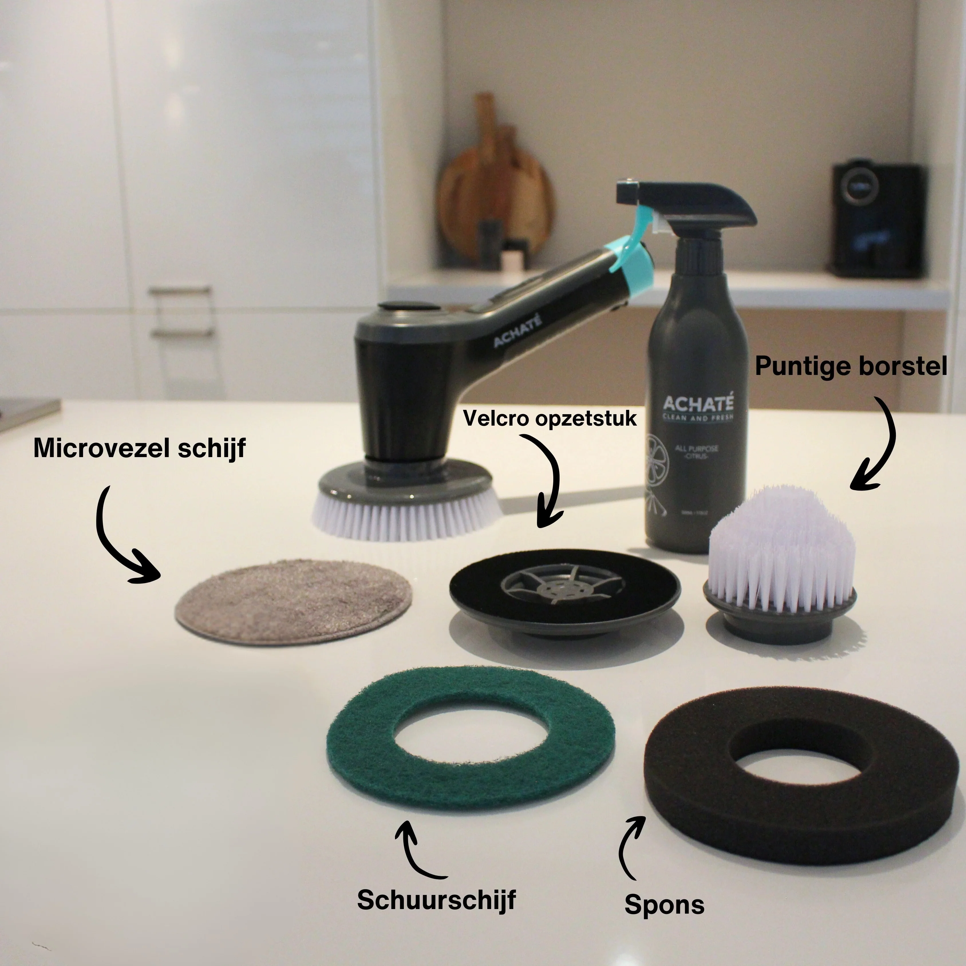 Achaté Elektrische Schoonmaakborstel - extra borstels - Image 3